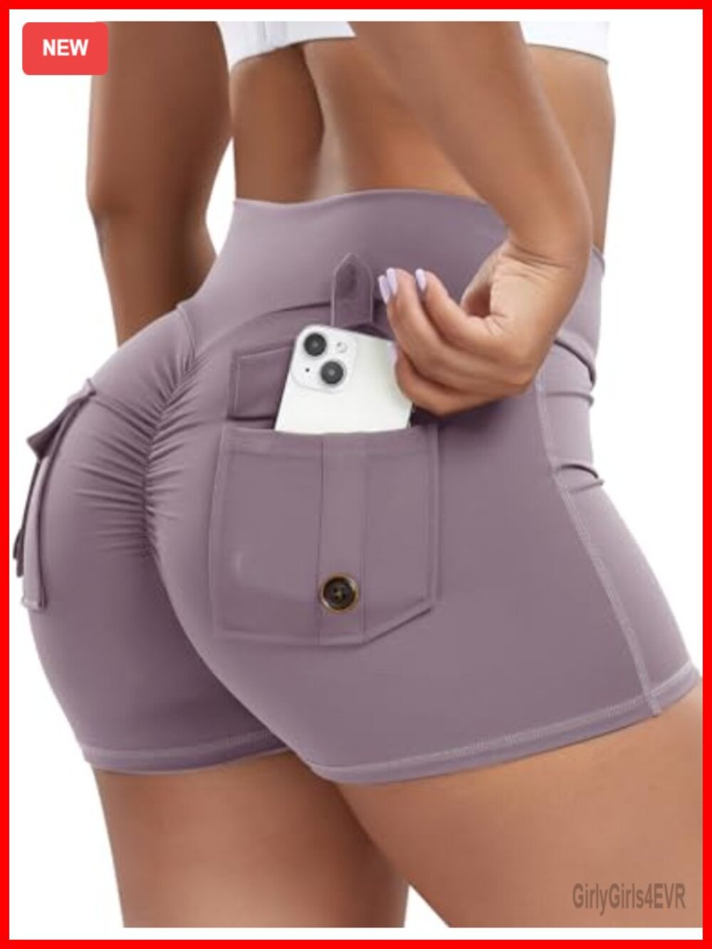 Nylon Spandex V Waist Cargo Shorts Scrunched Butt Gym Yoga Shorts
